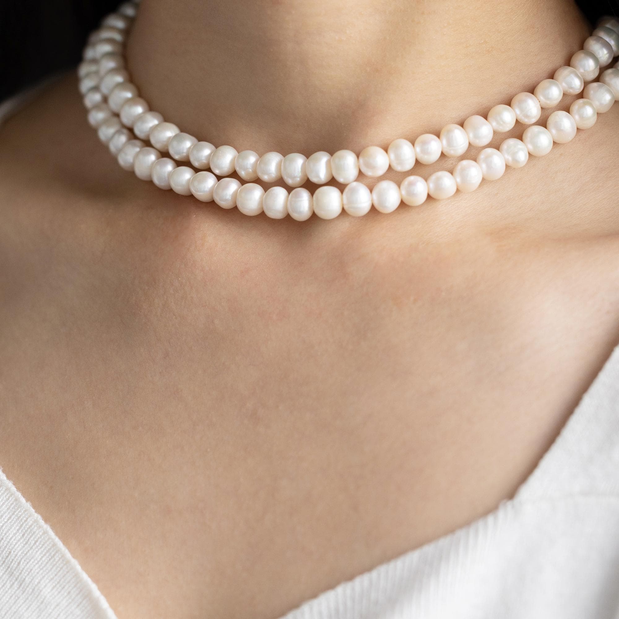 Real Freshwater Pearl Choker Necklace 2 Layered Detachable Real Freshwater Pearl Choker Necklace 2 Layered Detachable