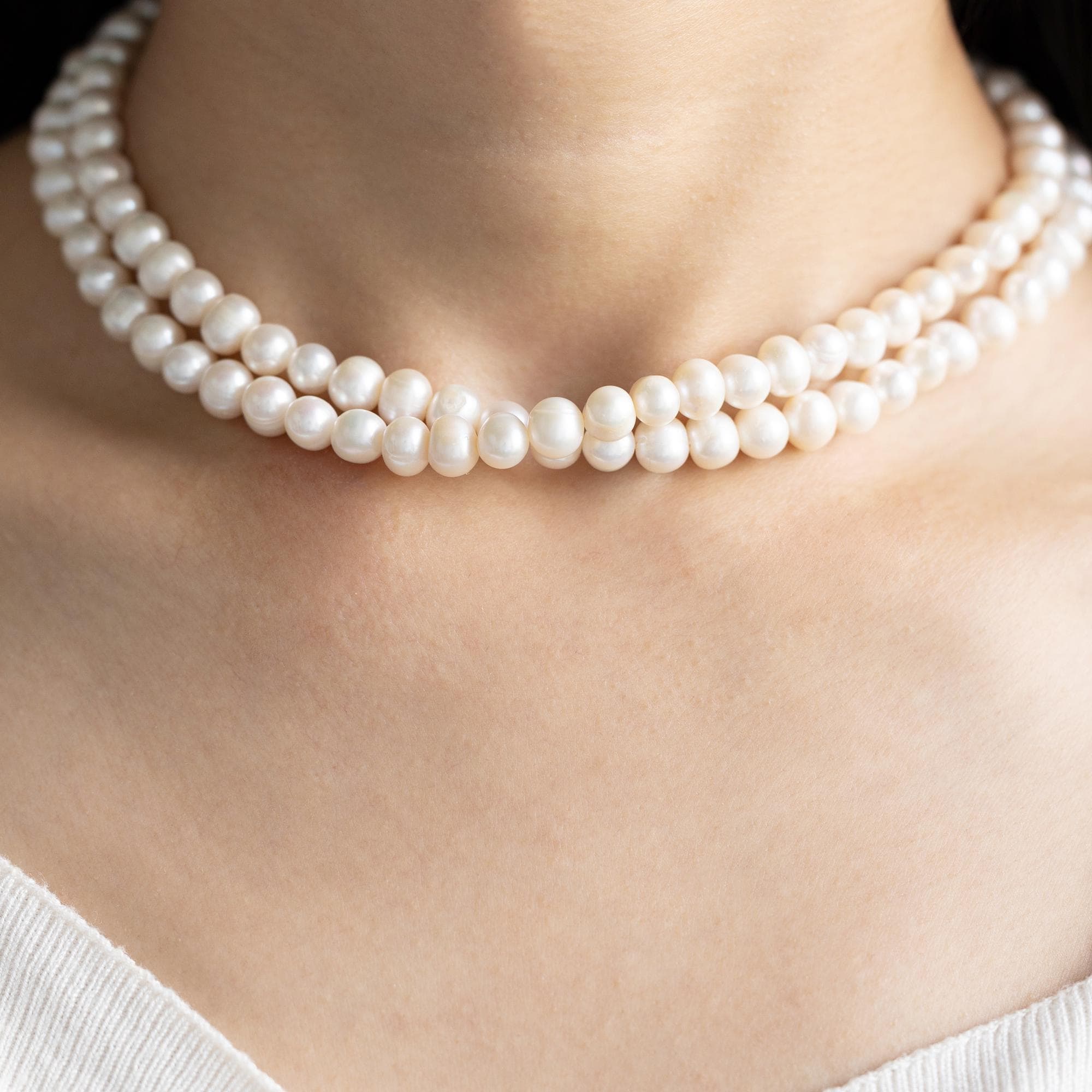 Real Freshwater Pearl Choker Necklace 2 Layered Detachable Real Freshwater Pearl Choker Necklace 2 Layered Detachable