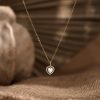 Dainty Opal Heart Necklace Minimalist White Delicate Love