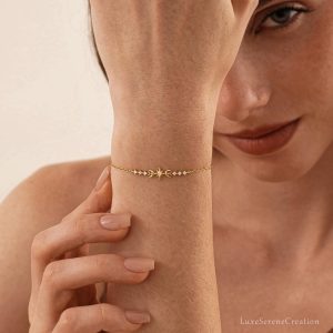 Minimalis Octagonal Star Moon Diamonds Bracelet 925 Sterling